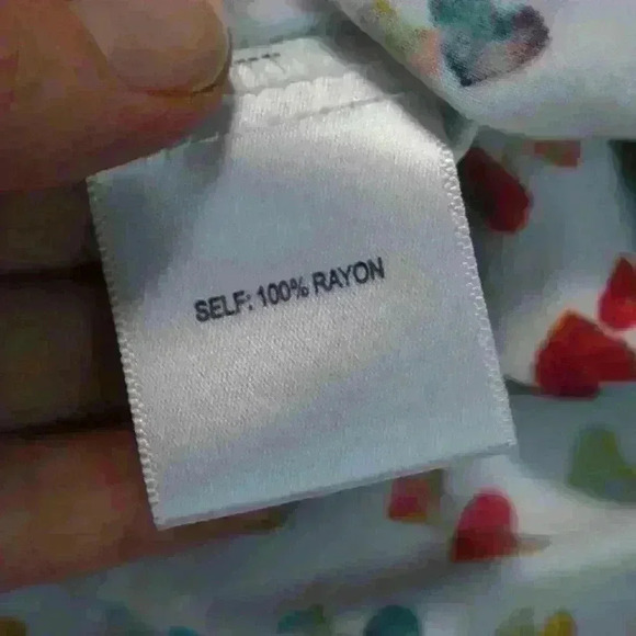 JANE & DELANCEY Flowy Ruffle Rainbow Heart Button Roll Tab Sleeve Blouse Women M - Picture 6 of 11